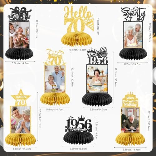 8 Pcs 70th Birthday Decoration for Women Table Honeycomb 70 Years Decor - Image 2