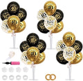 TONIFUL 4 Set Black Gold 40 Printed Balloon Stands for 40th Birthday Decor by TONIFUL