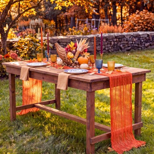 6 Pcs Orange Sunset Party Decorations Cheesecloth Table Runner - Image 3