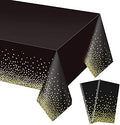 Gexolenu 2 Pack Premium Black and Gold Disposable Plastic Tablecloth for Rectangle Tables(54" x 108"), Disposable Waterproof Table Cover for Birthday, Graduation, Gold Table Cloths Party Supplies by Gexolenu