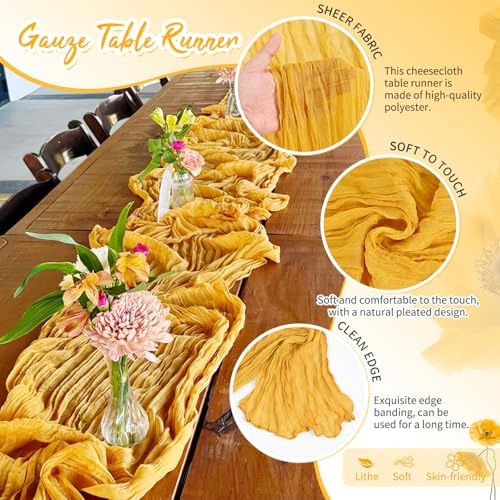 18 Pack Gold Cheesecloth Table Runner 17x108 Inches Boho Home Decor - Image 3