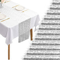 12 Packs 12 X 108 Inch Silver Sequin Table Runner Glitter Dining Table Runner for Birthday Wedding Engagement Bridal Baby Shower Bachelorette Holiday Celebration Party Supplies Decorations (Silver) by Fivenl