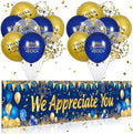 We Appreciate You Decorations Blue Gold Appreciate You Banner Yard Sign with 18 Pcs Balloons Thank You for All You Do Banner Employee Staff Appreciation Gifts Teacher Doctor Appreciation Party Decor by Unknown