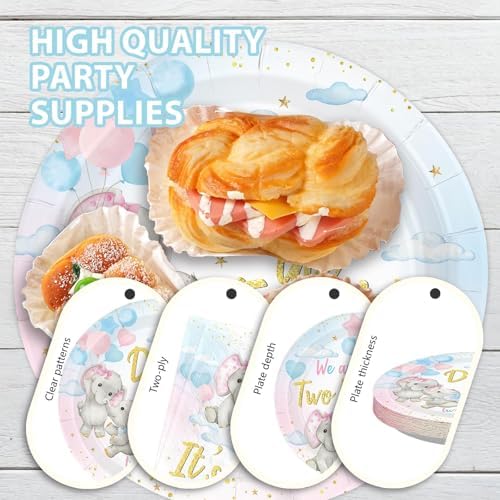 96Pcs Elephant Twins Baby Shower Decorations for Twins Serves 24 - Image 6