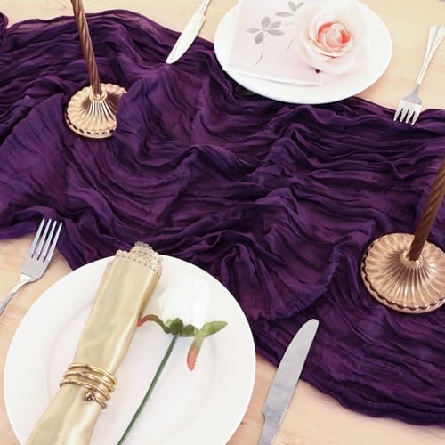 1 Pack Purple Cheesecloth Table Runner 120 Inch Boho Wedding Decor - Image 5