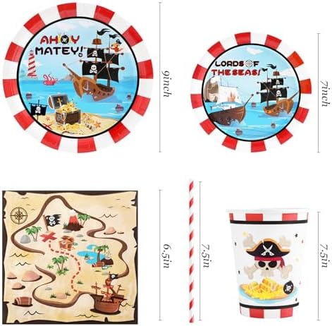 Recheel Pirate Party Decorations Plates Set, Pirate Themed Party Supplies - Image 2