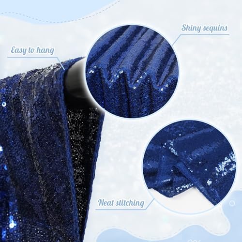 PartyDelight Navy Blue Sequin Backdrop Curtains 5x10ft 2 Sparkly Panels - Image 2