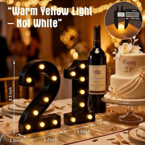 21st Birthday Decorations for Her Him, Black Light-Up Number 21 Sign, Battery-Operated Illuminated Party Table Decoration Backdrop Wall Decor, 21st Birthday Gifts for Him Her ZJDZTK - Image 6