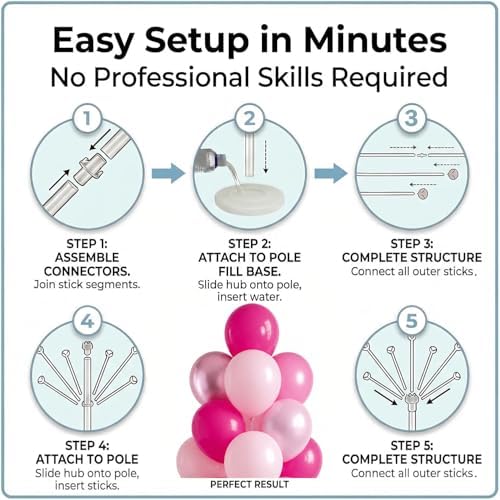 2Set Balloon Column Stand Kit for Floor with Base Pole,for Party - Image 3