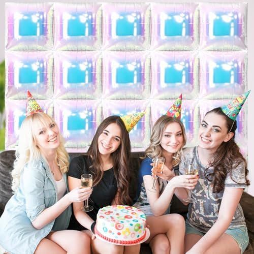 NISOCY 25PCS Iridescent Square Foil Balloons Wall Backdrop - Image 6