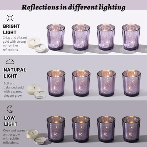 LETINE 6pcs Purple Votive Candle Holders – Standard Votive Size for Regular Votive Candles– Tea Light Candles Holderfor Home Decor, Garden Party Decorations, Engagement Table Decorations - Image 3