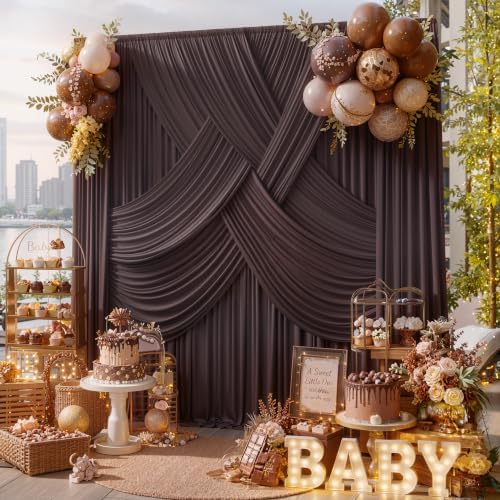 15ft x 10ft Brown Backdrop Curtains, Wrinkle Free Drapes Back Drop Cloth - Image 5