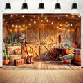 Western Cowboy Barn Wooden Door Backdrop Rustic Farm Hay Cactus Country Farmhouse Photography Background for Party Birthday Portrait Photo Booth Decor 6x6 FT by Viajar