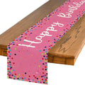 Artoid Mode Polka Dot Pink Happy Birthday Table Runner, Seasonal Kitchen Dining Table Decoration for Home Party Decor 13x72 Inch by ArtoidMode