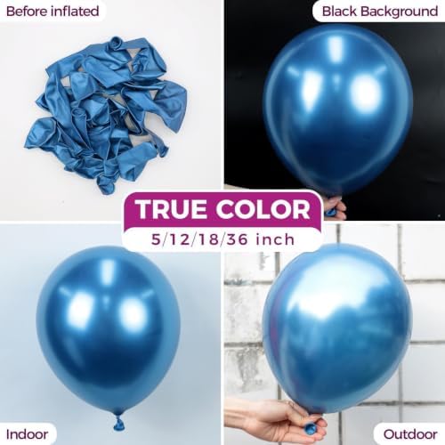 Bezente Metallic Blue Latex Party Balloons 150 Pack 5 inch - Image 2