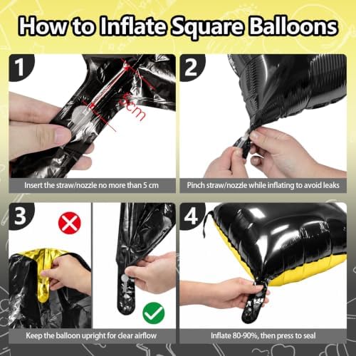 NISOCY 48PCS Black and Metallic Gold Square Foil Balloons Wall Backdrop - Image 3