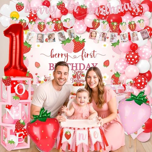 Kriyokiaa Berry First Birthday Decorations, Strawberry Party Kit - Image 6
