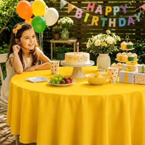 12 Pcs Fall Round Plastic Tablecloth, Yellow Orange Green Coffee - Image 5