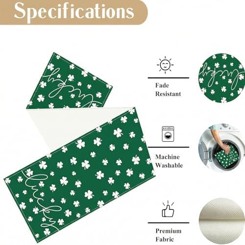 ONFAON St Patricks Day Table Runner 13 x 72 Inch,Green Lucky Shamrock Seasonal Spring Holiday Table Decorations Home Party Kitchen Dining Table Decor - Image 3