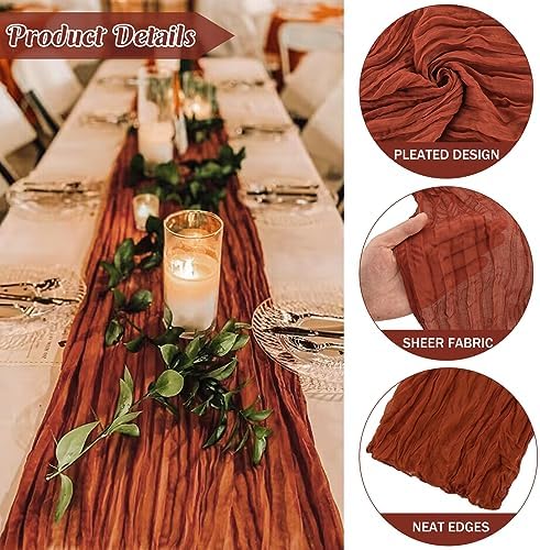 10FT Cheesecloth Table Runner Boho Party Home Decorations - Image 2