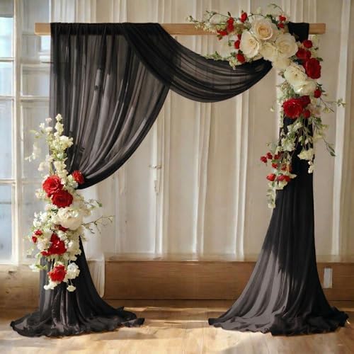 Pack of 2 Wedding Arch Drape Panel Fabric 30" x 100ft - Black by MDS