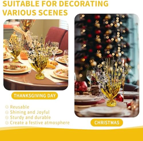 6 Pack Metallic Foil Spary Centerpieces for Tables, Black Gold Centerpieces for Tables Decorations, Star Brust Table Centerpieces for Birthday Graduation Wedding Baby Shower Party - Image 6