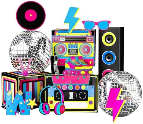 14pcs 80s 90s Party Decorations, Hip Hop Music Theme Accessories by Saypacck