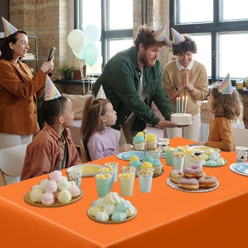 QZYL 4 PCS Table Cloth, 54" x 108" Orange Tablecloth Plastic, Multiple Colors Disposable Tablecloth for Indoor Outdoor Home Essentials, Waterproof Table Covers of Baptism Decorations Picnic Themed - Image 7