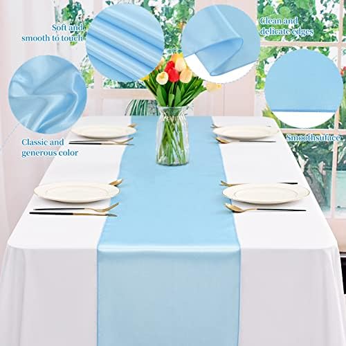 12 Pack Light Blue Satin Table Runner 12 x 108 Inch Long Premium Table Runners for Wedding Party Events Decoration, Birthday Parties, Banquets Decorations, Graduations, Engagements - Image 3