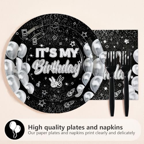 96pcs Black and White Bruh Birthday Party Decorations, Serves 24 - Image 3
