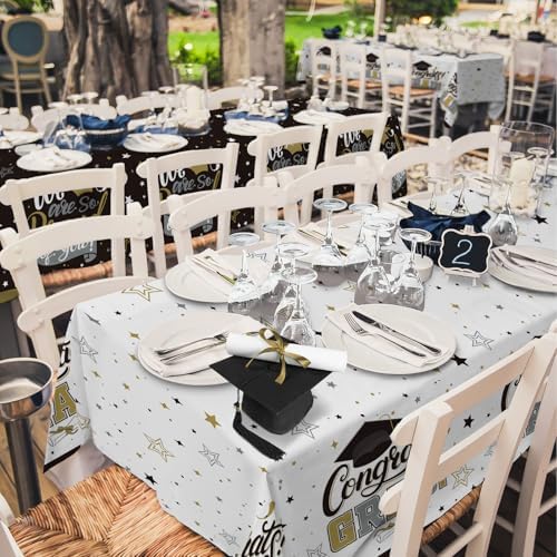 Graduation Decorations 2026 Black and Gold Grad Party Supplies with Disposable Plates, Napkins, Tablecloth, Cups and Congrats Grad Banner for 24 Guests - Graduation Party Decorations - Image 6