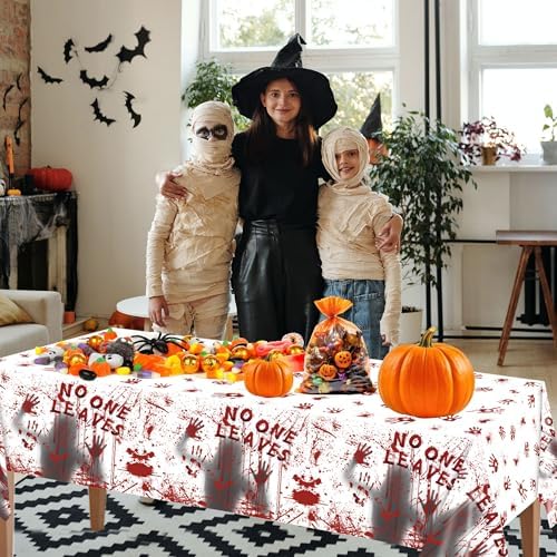 3Pcs Halloween Bloody Handprint Plastic Tablecloth, 54x108 Inch - Image 7