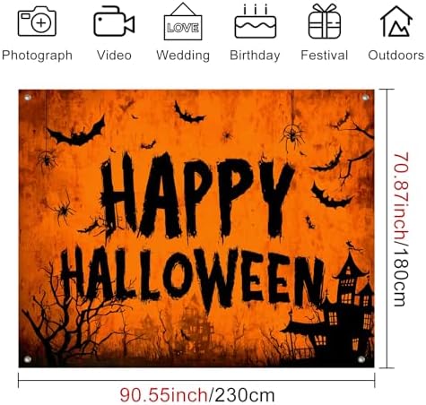BlissYard Halloween Photo Backdrop Haunted House Moon Scene 8x6ft - Image 3