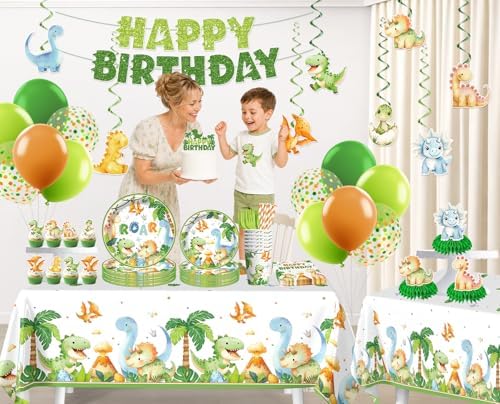 213Pcs Dinosaur Birthday Party Decorations Tableware Set, 25 Serves - Image 4