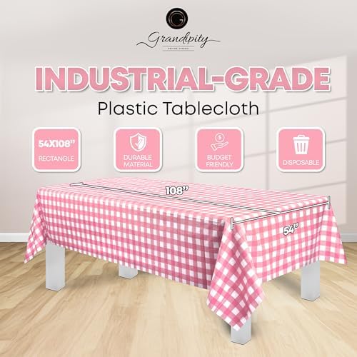 Grandipity Plastic Table Cloth Disposable 12 Pack 54” x 108” Rectangle - Image 2
