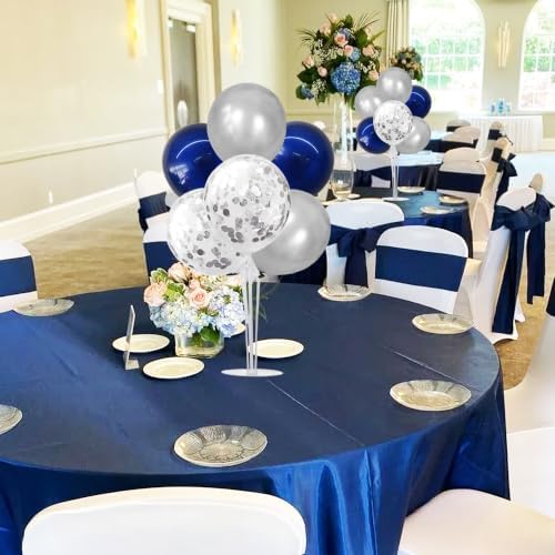 TONIFUL 4 Set Navy Blue Silver Grey Balloon Stand Centerpieces for Table - Image 5