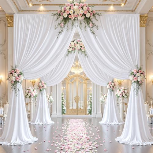 50x10ft White Backdrop Curtain Panels for Parties - Wrinkle Free Polyester Photo Curtain Backdrop Wedding Back Drop Fabric Drapes for Party Decorations Background for Photography - Image 3