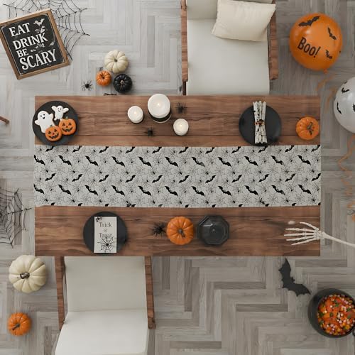 Halloween Party Decorations - Bats Spider Web Table Runner - Image 5