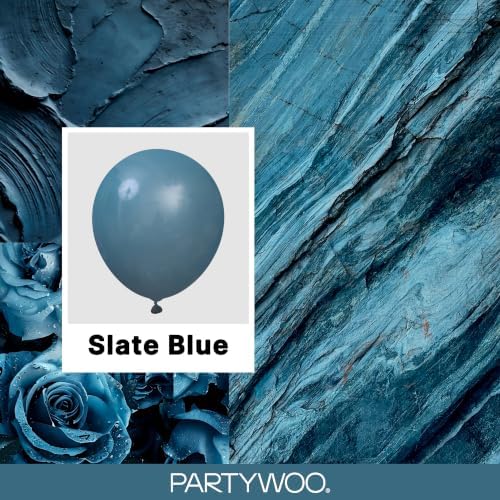 PartyWoo Slate Blue Balloons 50pcs Navy Dusty Blue Boho Neutral Color - Image 2
