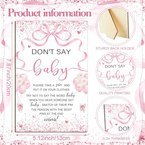 Patelai 321 Pcs Pink Bow Baby Shower Decorations Games Supplies, 50 Guests - Image 4
