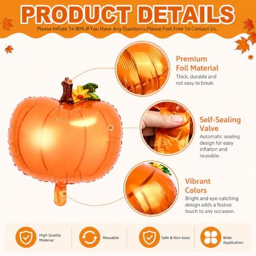9PCS Fall Balloons, Thanksgiving Pumpkin Maple Leaf Pinecone Foil Set - Image 4