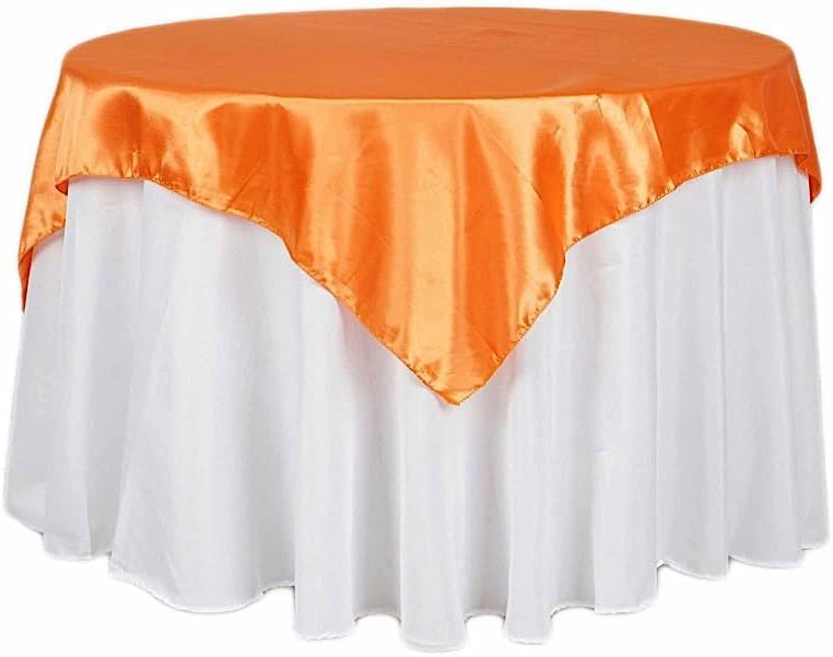 BalsaCircle 10 pcs 72x72 inch Orange Square Tablecloth Satin Fabric Overlays Linens | Table Cloths Cover for Wedding Party Banquet Reception Events Decoration Kitchen Dining Events Kitchen Dining by BalsaCircle