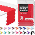 Red Scallop Table Runner, Disposable Plastic, 5 Pack, 14x108in by Swanoo