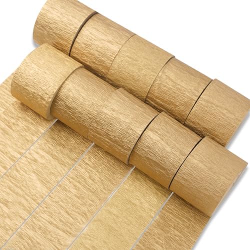 PartyWoo Gold Crepe Paper 10pcs 820 FT Metallic Gold Streamers by PartyWoo