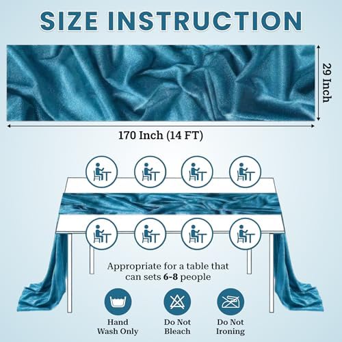 Pack of 15 Chiffon Table Runners 29 x 120 Inch, 14FT Long - Dark Teal - Image 3
