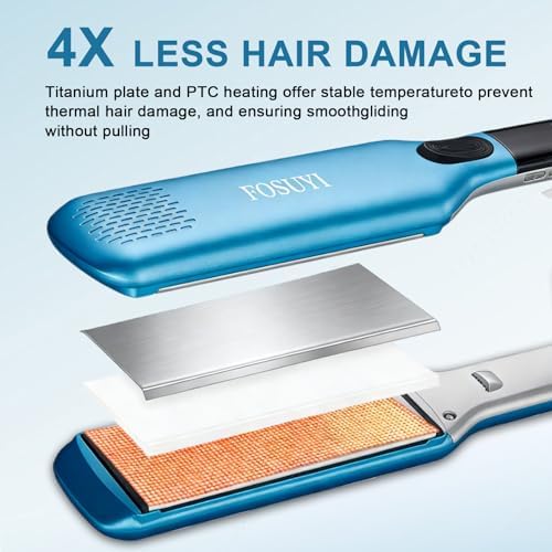 Professional Hair Straightener,500 Fahrenheit Degree High Temp Flat Iron,2 Inch Ceramic Wide Plate,2 in 1 Straightener and Curler,Negative Ion Anti-Frizz Styling Tool for Smooth and Shiny Hair - Image 4