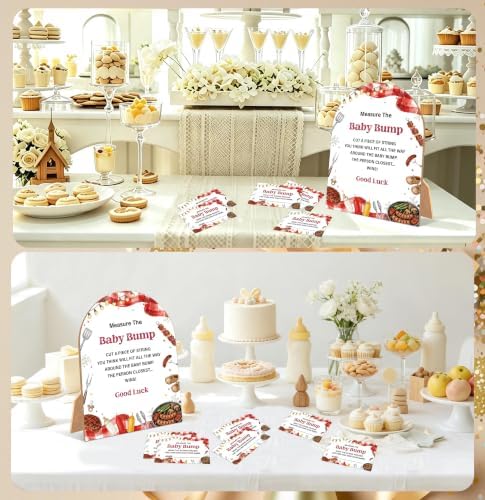 Baby-Q Baby Shower Games, BBQ Measure The Baby Bump Game, 6x8 Inch Arch Wooden Sign With Stand And 50 Guessing Cards, Gender Reveal Party Supplies & Decorations - AD12 - Image 5