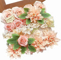 FACINOC Roses Artificial Flowers Peach Pink Bouquet Fake Flower Box Set by FACINOC