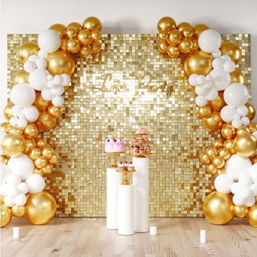 COKAOBE LiteGrid Series Shimmer Wall Backdrop - 48Pcs Light Gold by COKAOBE