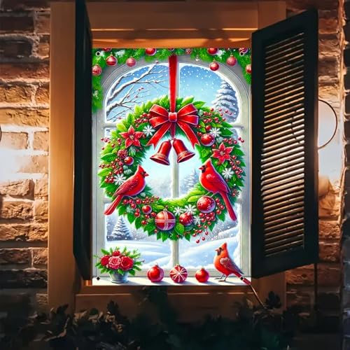 BlissYard Xmas Window Cover Banner Decor 32x47 Inch Fabric - Image 2